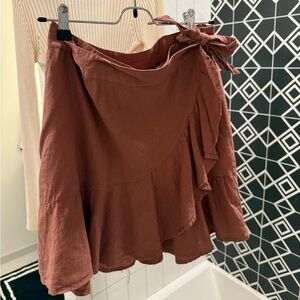 Free People Brown Wrap Mini Skirt